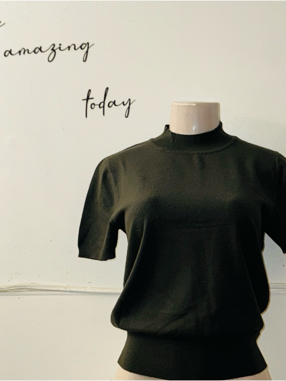 Classic Mock Neck Short Sleeve Top - Emerald Green